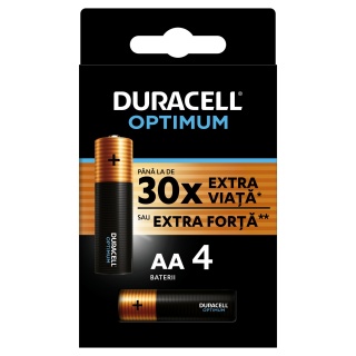 Set 4 baterii alcaline AA Duracell Optim